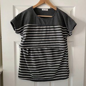 Smallshow Striped Maternity Breastfeeding Nursing Top Size Large